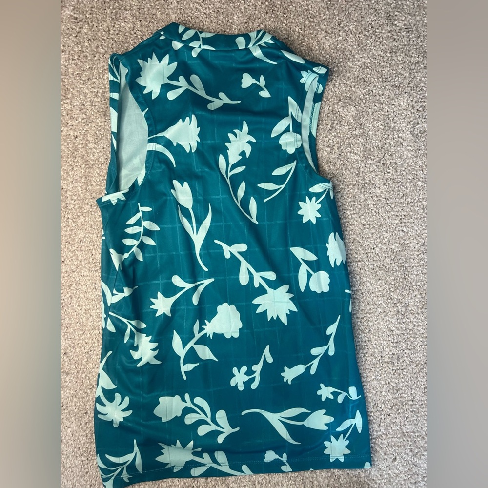 NEW! Women’s adidas Teal and White Floral Tank Top- XS - Picture 4 of 4